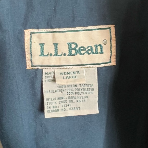 L.L. Bean Blue & Tan Gore Tex Hooded Insulated Winter Storm Coat Large - Picture 15 of 16